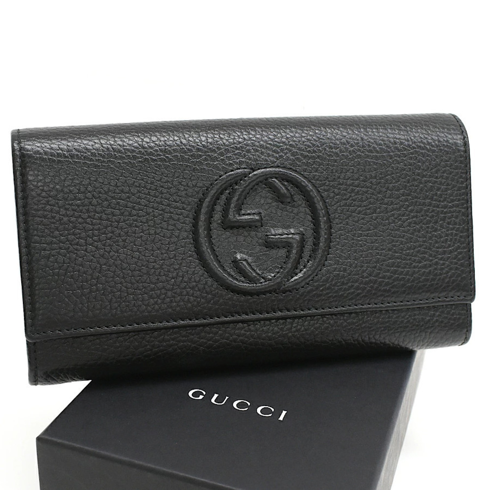 Gucci Soho Continental Wallet Long Interlocking GG Leather Black